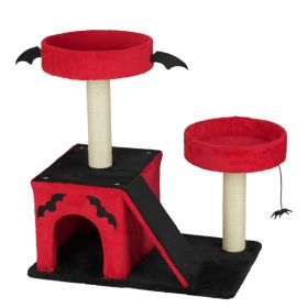 Halloween Cat Climbing Frame Gothic Cat Tree, Cat Tower With Spacious Cat Condo, 2 Padded Perches, Spider Toy, Scratching Posts, Scratching Ladder For