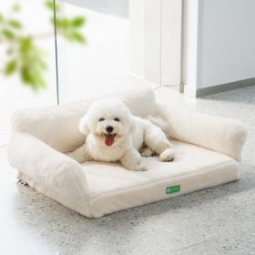 Orthopedic Dog Bed For Small Or Medium Dogs - 34.6 Inches Egg Foam Sofa With Removable Washable Cover & Non-Slip Bottom, Large, Beige