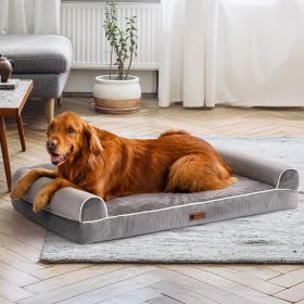 Orthopedic Dog Bed For Large Dogs - XL Egg Crate Foam Mattress With Removable Washable Cover, Waterproof Pet Couch Bed Grey, Extra Large