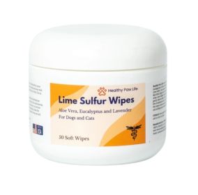 Healthy Paw Life - Lime Sulfur Wipes – 50 Count 2" Skin Soothe Wipes for Itching & Redness