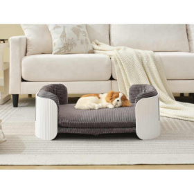 Scandinavian Style Pet Couch Bed, Pet Sofa for Indoor Pets. Indoor Pet Furniture Elevated Pet Beds With Removable Mattress Cover
