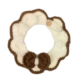 White Dog Handmade Knitted Collar Brown Knot bow Pet Necklace Crocheting Scarf Necktie Bib