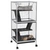 PawHut Metal Small Animal Cage Rolling Big Ferret Cage, Chinchilla Cage, Sugar Glider Cage, with Hammock & 4 Tiers, Removable Tray, White