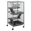 PawHut Large Metal Small Animal Cage with Hammock 4 Tiers & Removable Tray Gray Extra Space for Ferrets Chinchillas