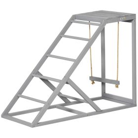 PawHut Wooden Chicken Toys for Coop with Swing, Chicken Activity Center with Multiple Roosting Perches or Ladder, Platform for Resting