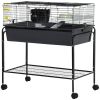 PawHut 2-Story Small Animal Cage Removable from Stand with Shelf Wheels Guinea Pig Cage Hedgehog Cage Chinchilla Cage 33 x 18.5 x 35