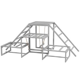 PawHut Chicken Roost Toys, Coop Accessories with Wood Stand, Ladder Platforms, for 10-15 Chickens