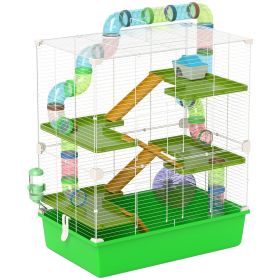 PawHut 23" 5-Tier Hamster Cage with Wheel and Water Bottle, Green