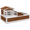 PawHut Tortoise House with Balcony, 3-Room Habitat, 2-Story, 44" x 25.5" x 25", Weather-Proof, Coffee