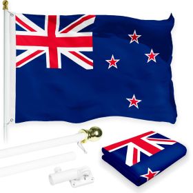 Combo Pack 6 Ft Tangle Free Spinning Flagpole White New Zealand Flag 3x5 ft Printed 150D Brass Grommets (Flag Included) Aluminum Flag Pole