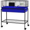 PawHut Two-Story Small Animal Cage Removable from Stand, Pet Habitat with Shelf & Wheels, 33" x 18.5" x 35", Blue