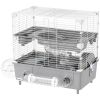 PawHut 2-Tier Hamster Cage with Sand Bathroom, Running Wheel, Water Bottle, Tubes, Accessories, for Dwarf Hamster, Gray