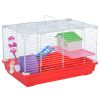PawHut 18.5'' Hamster Cage with Exercise Wheel and Water Bottle Dishes, Small Animal Cages, 2 Storey Design, Red