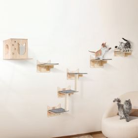Wall Mounted Cat Shelves Tree with Jumping Boards Nest Furniture Set of 5