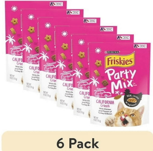 (6 pack) Purina Friskies Cat Treats, Party Mix California Crunch With Chicken