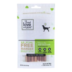 Fidos Lair | I and Love and You - Free Ranger No-Stink Bully Stix – Case of 6 (5-Count) Low-Odor Beef Chews