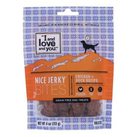 Fidos Lair | I and Love and You - Nice Jerky Bites – Case of 6 (4 oz Bags) Chicken & Duck Grain-Free Treats