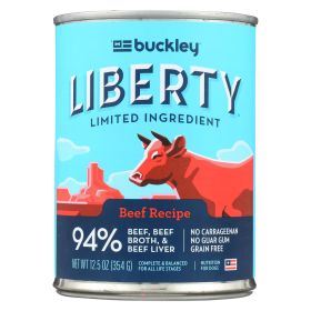 Fidos Lair | Buckley - Liberty Limited Ingredient Wet Dog Food – Case of 12 Beef Recipe (12.5 oz)