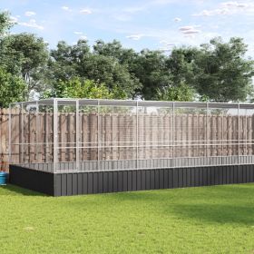 Aviary with Extension Silver 285.4"x120.9"x83.5" Steel