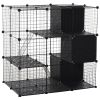 PawHut Pet Playpen Small Animal Cage 56 Panels with Doors, Ramps and Storage Shelf for Rabbit, Kitten, Chinchillas, Guinea Pig and Ferret