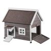 Outdoor Cat House Wooden Feral Cat Shelter with Roof Door Flaps & Window