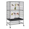 52 inch Standing Large Bird Cage, Wrought Iron Flight Bird Cage for Parakeets, Cockatiels, Parrots, Macaw with Rolling Stand and Tray