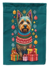 Australian Terrier Holiday Christmas House Flag Large Porch Sleeve Pole Decorative Outside Yard Banner Artwork Wall Hanging, Polyester, House Size