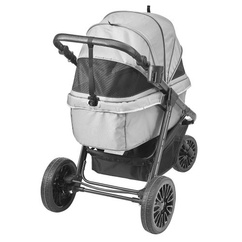 Pet Stroller, 3 PU Wheels Dog Stroller Rotate with Brakes, 75 lbs Weight Capacity, Puppy Stroller with Pet Pad
