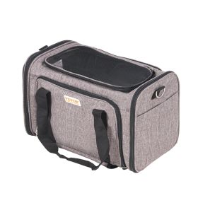 a Cat Carrier with Wheels, Airline Approved Rolling Pet Carrier with Telescopic Handle and Shoulder Strap
