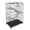 Catio, 4-Tier Large Cat Cages Indoor, Detachable Metal Playpen Enclosure with 360° Rotating Casters, with 3 Ladders and a Hammock for 1-3 Cats
