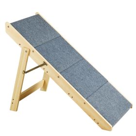 Wood Pet Stairs/Pet Steps, 2-in-1 Foldable Wooden Dog Stair for Beds, Sofa and Cars, Dog Stairs & Ramp with 4 Steps for Small Medium Large Pet
