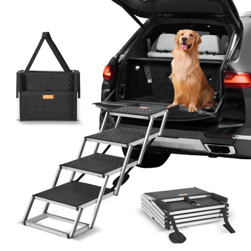 Dog Stair for Cars 4-step Folding Dog Steps Aluminum Loads up to 150 lbs.