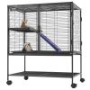 36" Metal Small Animal Cage 2-Tier Rolling Ferret Cage with Tray A Ramp