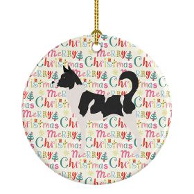 Canaan Dog Merry Christmas Ceramic Ornament Christmas Tree Hanging Decorations for Home Christmas Holiday, Party, Gift, 3 in, Multicolor