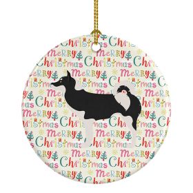Greenland Dog Merry Christmas Ceramic Ornament Christmas Tree Hanging Decorations for Home Christmas Holiday, Party, Gift, 3 in, Multicolor