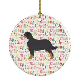 Bernese Mountain Dog Merry Christmas Ceramic Ornament Christmas Tree Hanging Decorations for Home Christmas Holiday, Party, Gift, 3 in, Multicolor
