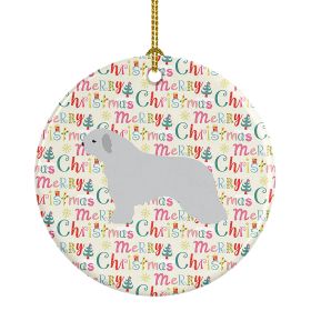 Spanish Water Dog Merry Christmas Ceramic Ornament Christmas Tree Hanging Decorations for Home Christmas Holiday, Party, Gift, 3 in, Multicolor