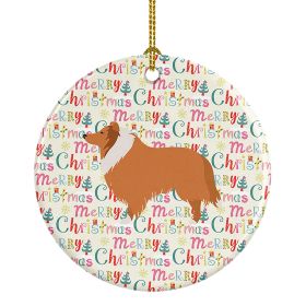 Collie Dog Merry Christmas Ceramic Ornament Christmas Tree Hanging Decorations for Home Christmas Holiday, Party, Gift, 3 in, Multicolor