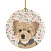 Yorkie Blue and Tan Puppy Christmas Ceramic Ornament Christmas Tree Hanging Decorations for Home Christmas Holiday, Party, Gift, 3 in, Multicolor