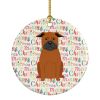 Merry Christmas Chinese Chongqing Dog Ceramic Ornament Christmas Tree Hanging Decorations for Home Christmas Holiday, Party, Gift, 3 in, Multicolor