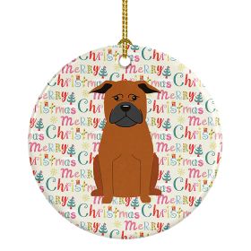 Merry Christmas Chinese Chongqing Dog Ceramic Ornament Christmas Tree Hanging Decorations for Home Christmas Holiday, Party, Gift, 3 in, Multicolor