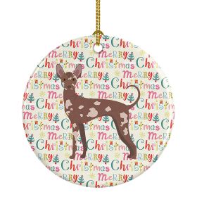 Mexican Hairless Dog #2 Merry Christmas Ceramic Ornament Christmas Tree Hanging Decorations for Home Christmas Holiday, Party, Gift, 3 in, Multicolor
