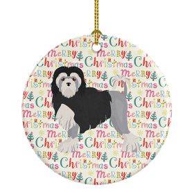 Lowchen Little Lion Dog #2 Merry Christmas Ceramic Ornament Christmas Tree Hanging Decorations for Home Christmas Holiday, Party, Gift, 3 in