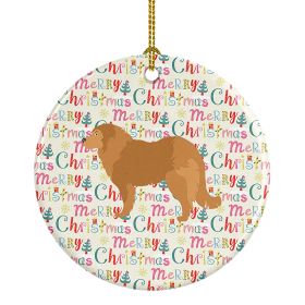 Caucasian Shepherd Dog Merry Christmas Ceramic Ornament Christmas Tree Hanging Decorations for Home Christmas Holiday, Party, Gift, 3 in, Multicolor