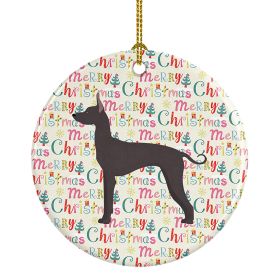 Mexican Hairless Dog #1 Merry Christmas Ceramic Ornament Christmas Tree Hanging Decorations for Home Christmas Holiday, Party, Gift, 3 in, Multicolor