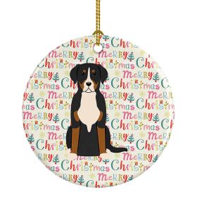 Merry Christmas Greater Swiss Mountain Dog Ceramic Ornament Christmas Tree Hanging Decorations for Home Christmas Holiday, Party, Gift, 3 in