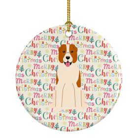 Merry Christmas Central Asian Shepherd Dog Ceramic Ornament Christmas Tree Hanging Decorations for Home Christmas Holiday, Party, Gift, 3 in