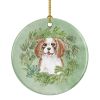 Cavalier Spaniel Blenheim Puppy Smiling Christmas Wreath Ceramic Ornament Christmas Tree Hanging Decorations for Home Christmas Holiday, Party, Gift