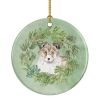 Sheltie/Shetland Sheepdog Puppy Sable Christmas Wreath Ceramic Ornament Christmas Tree Hanging Decorations for Home Christmas Holiday, Party, Gift