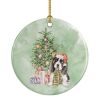 Basset Hound Puppy Christmas Presents and Tree Ceramic Ornament Christmas Tree Hanging Decorations for Home Christmas Holiday, Party, Gift, 3 in